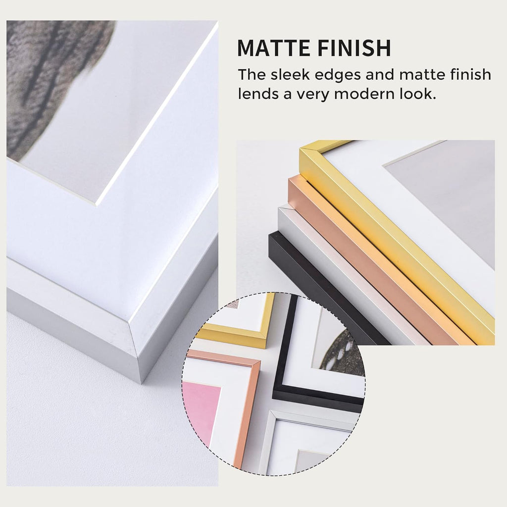 12x12 Metal Picture Frame with 10x10 Mat, Brushed Aluminum Finish, Attached Hanging Hardware, and Tempered Glass Front - Versatile Vertical or Horizontal Wall Display Frames Set of 1 - Sliver