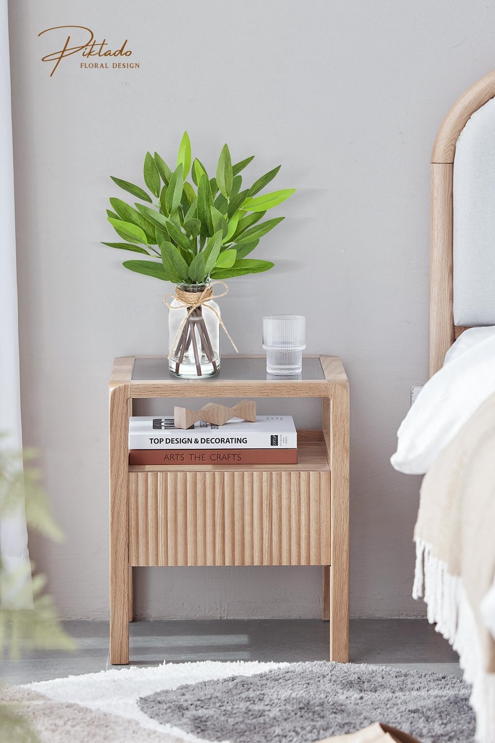 13" Fake Eucalyptus Stems in Vase with Faux Water,Artificial Plants Leaves for Shelf Desk Bathroom Farmhouse Room Coffee Table Home Decor (Eucalyptus-Pointed Leaf)