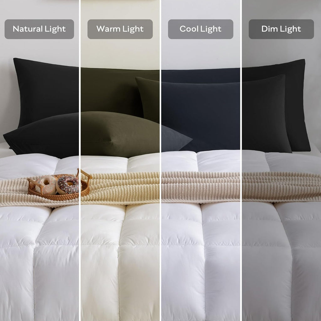 JELLYMONI Pillowcases Standard Set of 2 Cotton Envelope Pillow Covers Pure Black 20×26in Bed Pillow Cases 100% Washed Cotton Soft Breathable (Pillows are not Included)