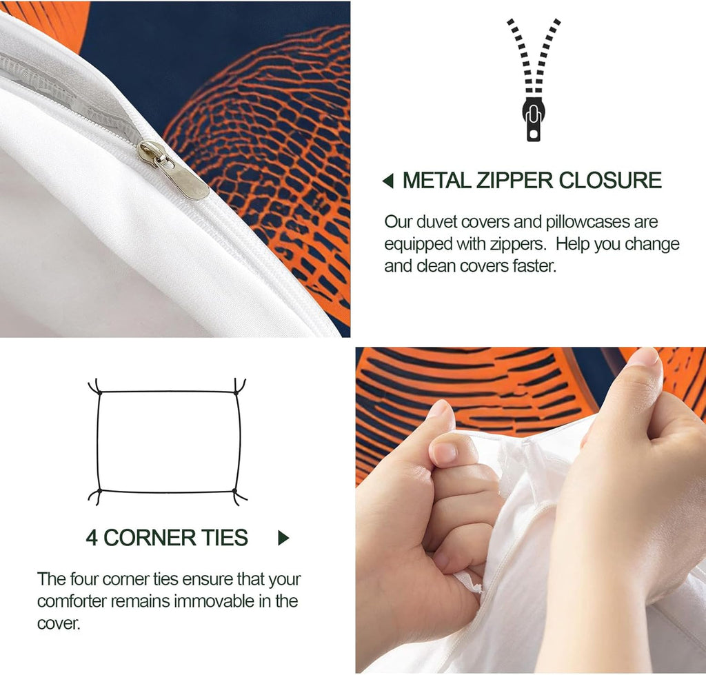 Basketball Duvet Cover Full Size, Basketball Lover Bedding Set 3 Piece Bedroom Decor Modern Sports Theme Comforter Cover and 2 Pillow Sham with Zipper Closure