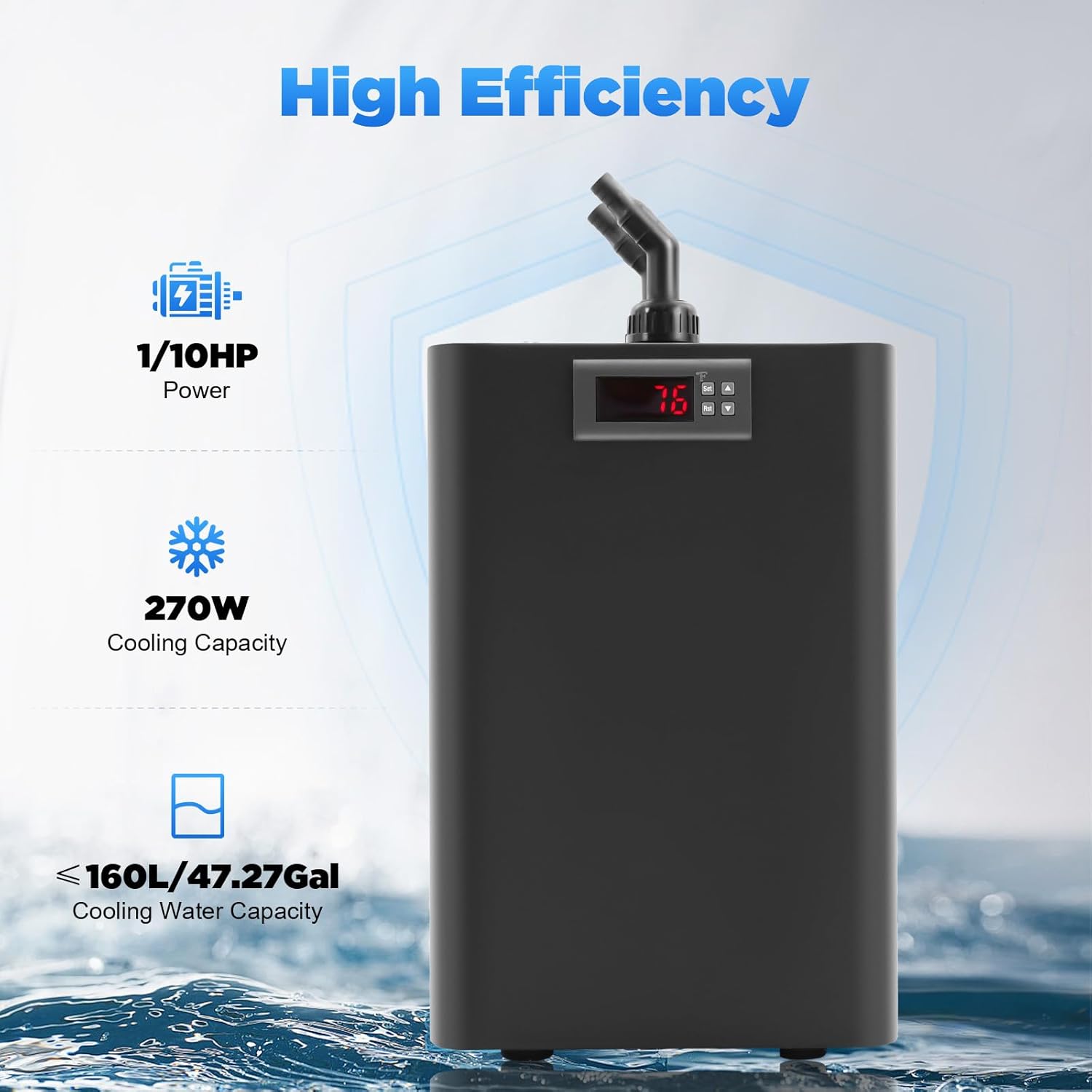 Aquarium Chiller, 160L Fish Tank Water Cooler, Temperature Adjustable, Aquarium Water Chiller for Home Fish Shrimp Breeding Aquaculture. (160L)