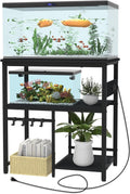 TFK 20-29-37 Gallon Fish Tank Stand, 3-Tier Aquarium Stand with Power Outlet Reptile Tank Stand Heavy Duty Terrarium Stand for Home Office, Black