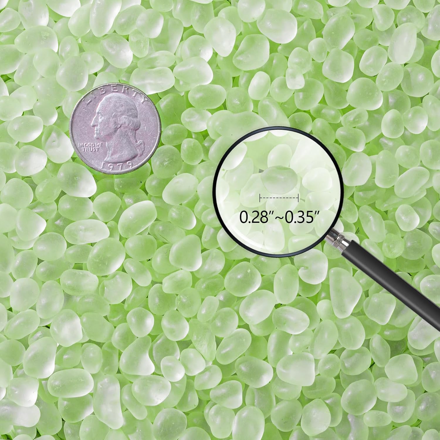 Keedolla 3 Lb Sea Glass Stones Frosted Glass Pebbles Gemstones for Aquarium Gravel Fish Tank Rocks, Vase Fillers, DIY Crafts - Fluorescent Green