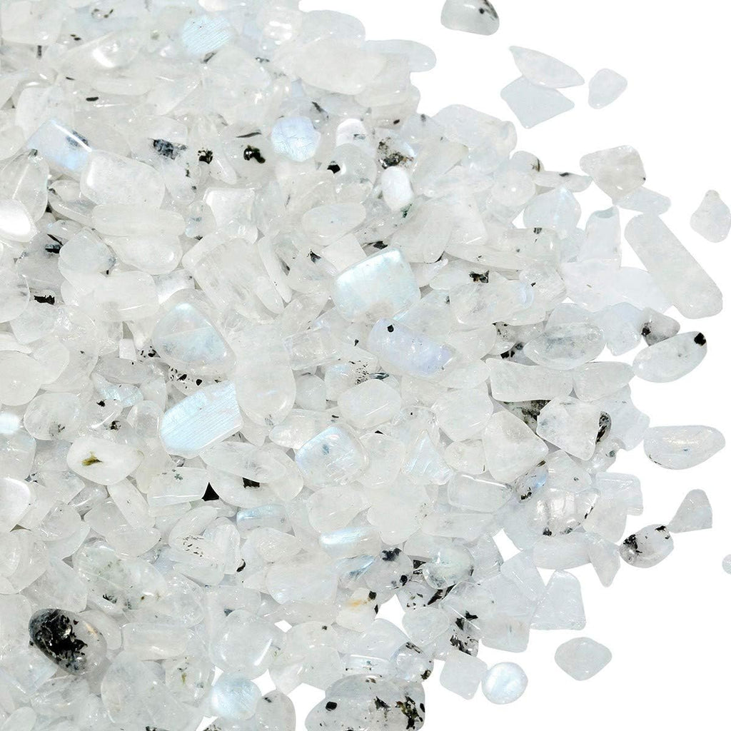 SUNYIK Moonstone Tumbled Chips Crystal Crushed Pieces Irregular Shaped 1pound(About 460 Gram)
