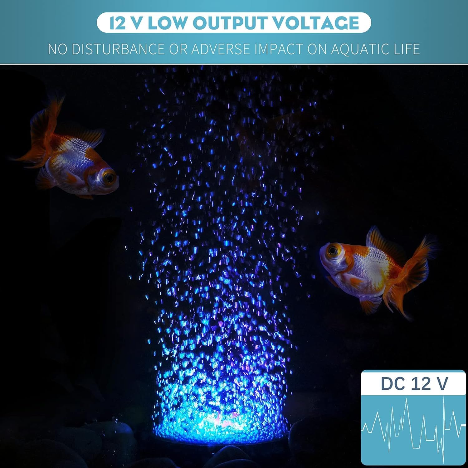Pawfly 2 Inch Aquarium Air Stone Disc with LED Light Fine Bubbler Diffuser with Tubing for Fish Tank (Pump not Included)