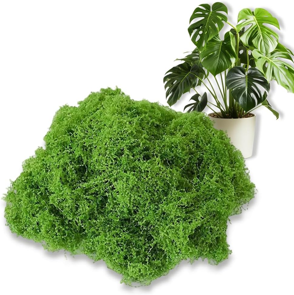 Artificial Moss 17.63oz – Fake Green Moss for Crafts, Potted Plants, Fairy Garden Decor, DIY Table Centerpieces, Wedding Party Decoration