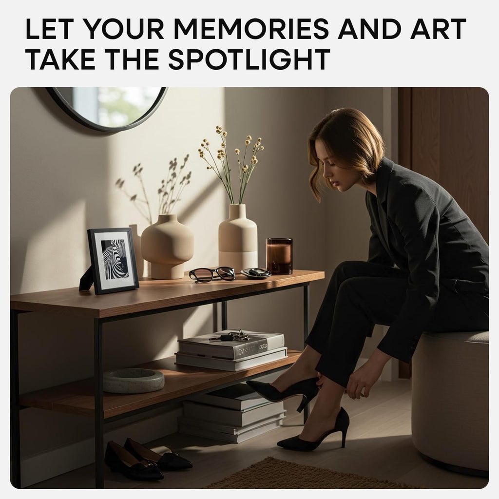 Homeforia 5x7 Picture Frame Black, High End Metal 5 x 7 Black Frames with Mat 4 x 6 for Art, 5x7 Desk Frame Matted to 4x6 inch Photo, 5 by 7 Wall or Tabletop Frames, Tempered Glass, Wall Kit, Set of 3