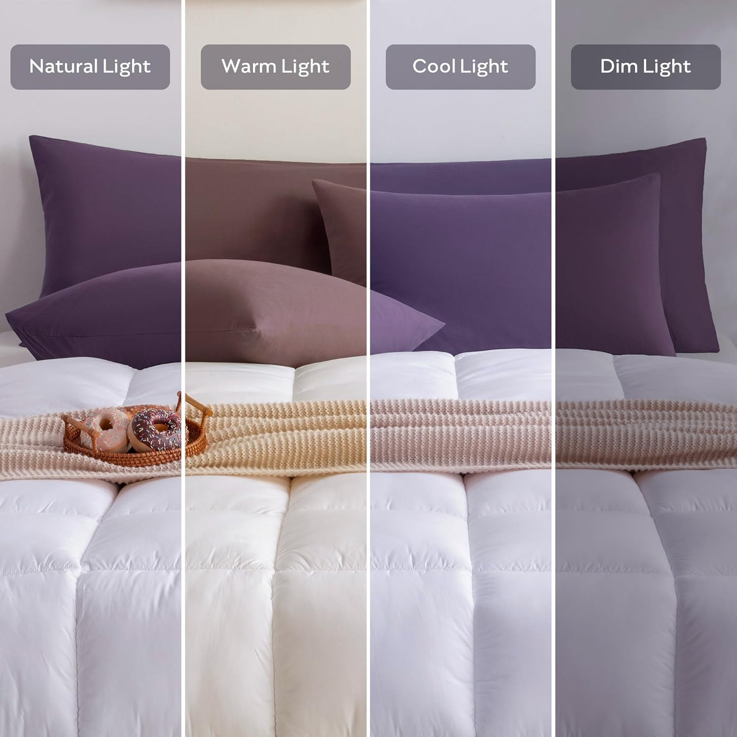 JELLYMONI Pillowcases King Set of 2 Cotton Envelope Pillow Covers Purple 20×36in Bed Pillow Cases 100% Washed Cotton Soft Breathable (Pillows are not Included)