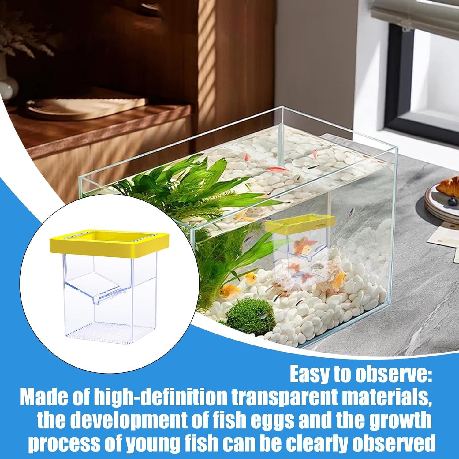 Fish Breeder Box- 11x8.6x8.6cm Suction Cup Hatching Container, Easy Install Floating Fish Isolation Breeding Box | Breeding Boxes for Aquarium, Aquatic Acclimation Hatchery Incubator for Baby Shrimp