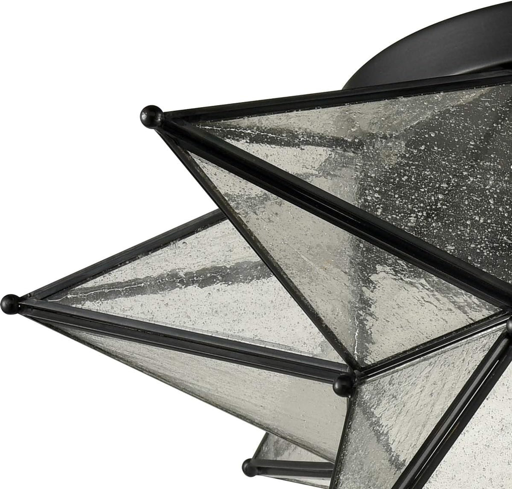 DAYCENT Boho Moroccan Seeded Glass Black Moravian Star Flush Mount Ceiling Light Fixture, 18 Inches