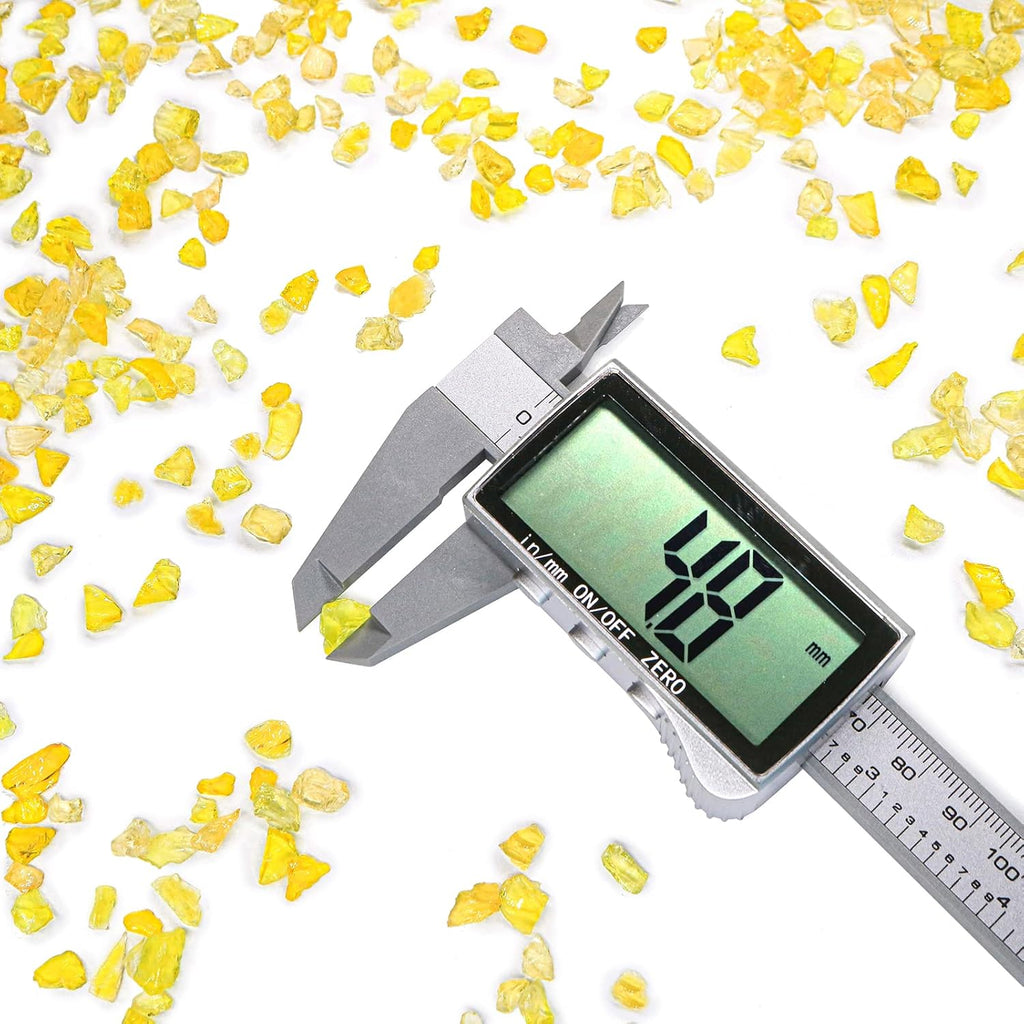 Crushed Glass for Resin Art - 3-6mm Yellow, 1.5lb | Broken Glass Pieces for Crafts, Vase Filler & Fire Pit Media | Decorative Stones