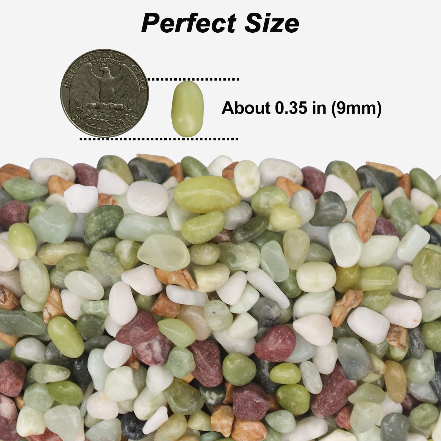 Landscaping Pebbles River Rocks Decorative Ornamental Pebbles Garden Landscaping Stones Gravel Filler for Home Decoration Flower Bed Fish Tank Plants Vases Succulents (1, Green, 10 Pounds)