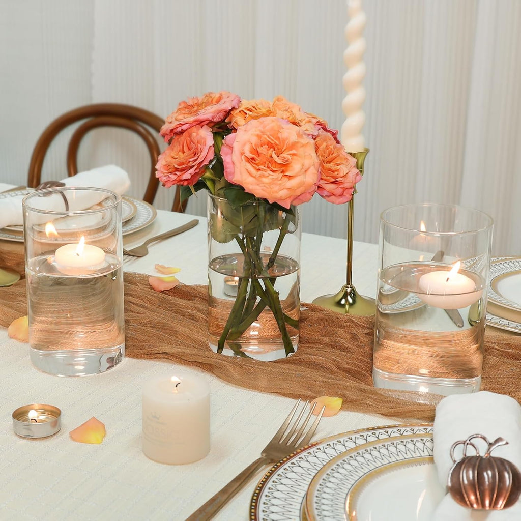 6 Pack Glass Cylinder Vase for Table Centerpieces, 6 Inch Clear Glass Flower Vases Bulk Glass Hurricane Candle Holder Small Floral Vases for Table, Floating Candle Vase for Wedding Home Décor