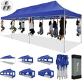 HOTEEL 10x30 Pop up Canopy Tent for Parties, Heavy Duty Easy Setup Tent with 8 Sidewalls, Outdoor Commercial Instant Gazebo for Wedding Event, with Portable Bag & Sand Bags, Dark Blue(Hexagonal Frame)