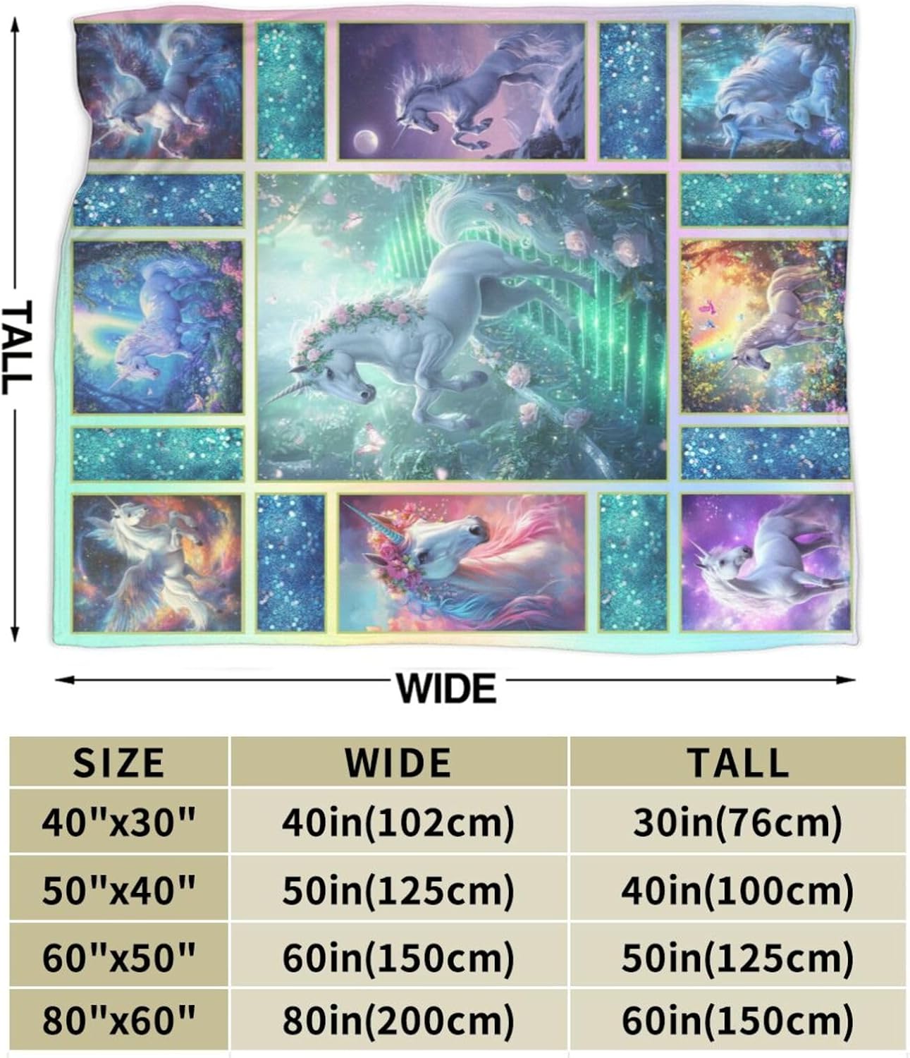 Unicorn Blanket Unicorn Throw Blanket Flannel Stuff Merch Cozy Decor Fleece Plush Fuzzy Warm Soft Lightweight Bedding Gifts for Lover Girls Women Men Boy Couch Sofa 60"X50"