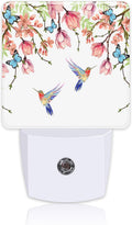 Hummingbirds and Blue Butterflies Night Light Plug into Wall with Dusk to Dawn Sensor Cute Nightlight for Kid Girls Boys Women Men Room Decor, Hallway, Kitchen, Bathroom, Nursery, Stairs