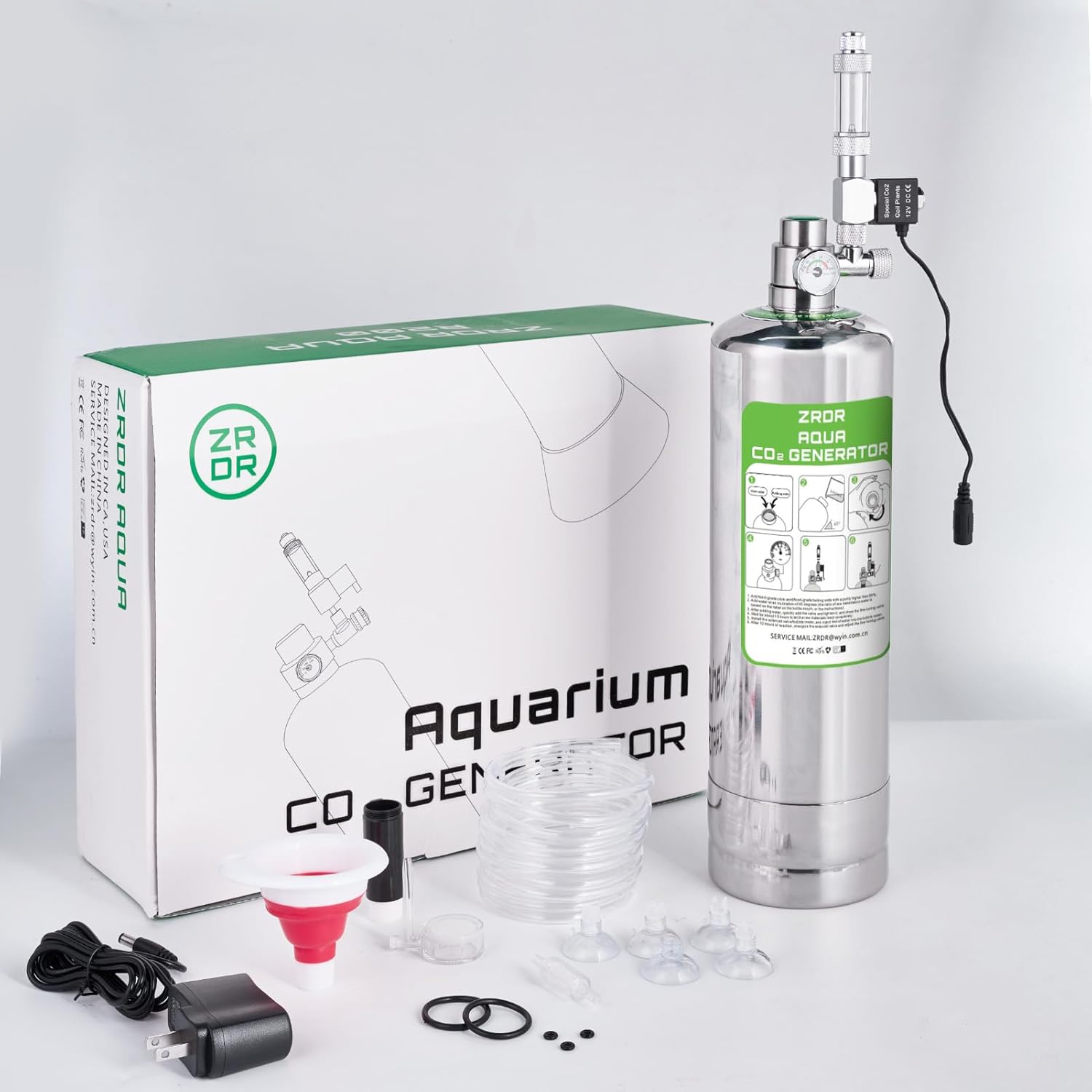 ZRDR Aquarium Co2 System 2L with Pressure Gauge Automatic Pressure Relief Valve Bubble Counter for Aquarium Plants，Stable Output