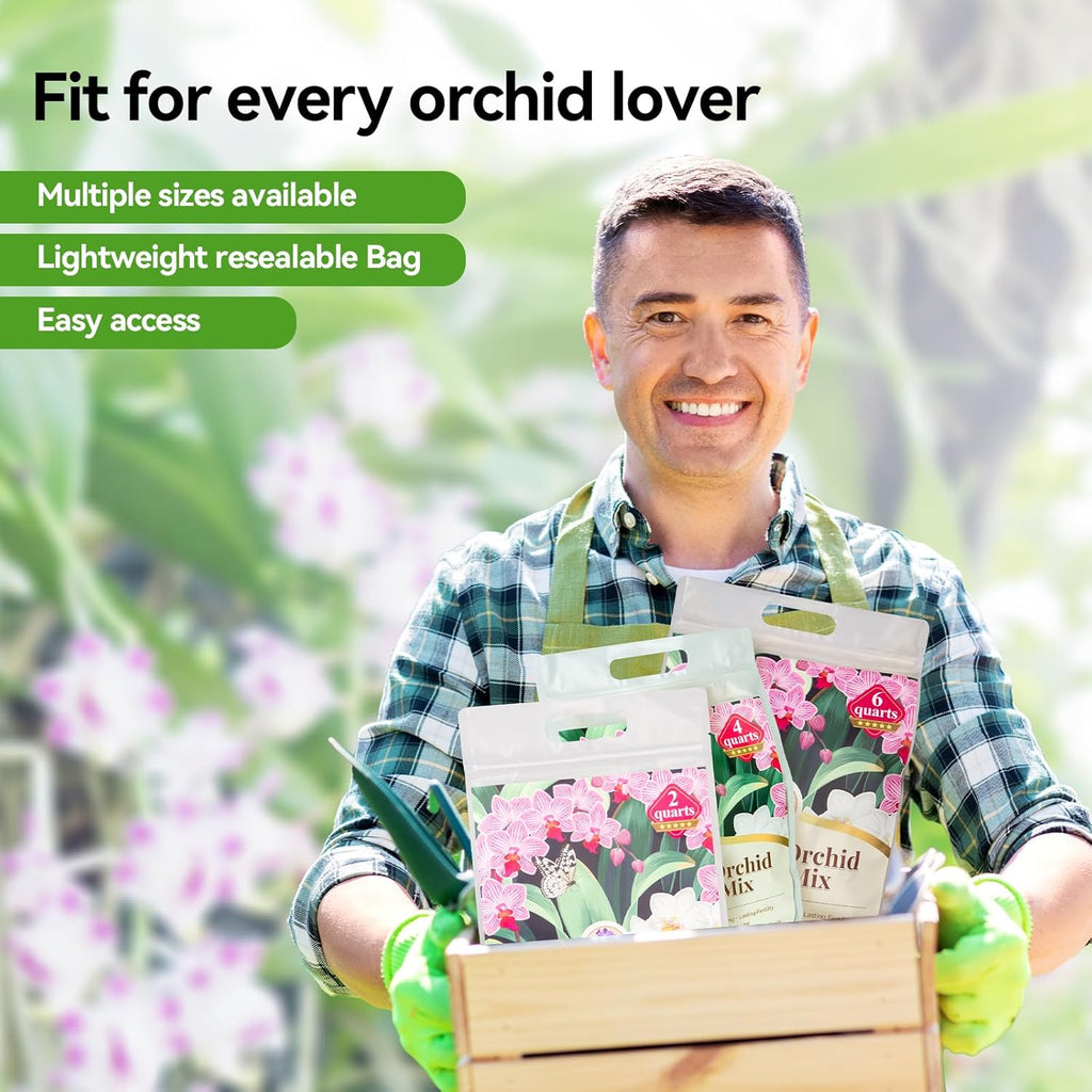 Orchid Bark Potting Mix with Pine Bark and Perlite, Fast Draining Orchid Soil for Healthy Roots, Ideal for Repotting Orchid and Orchid Bark for Indoor Plants (2 Quarts)