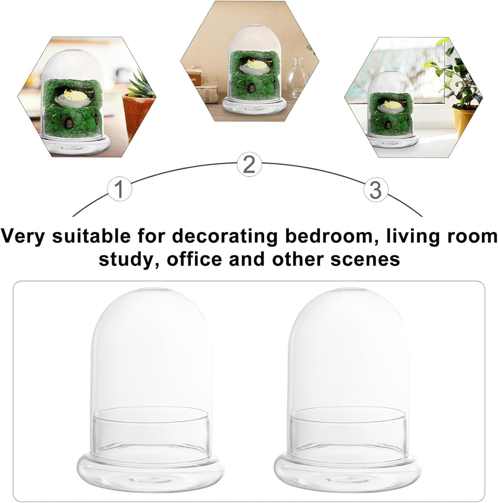 Yardwe Glass Dome with Air Hole, Glass Cloche Bell Jar with Base, Clear Glass Terrarium for Plant Flower Home Tabletop Display Centerpiece (No Plants)