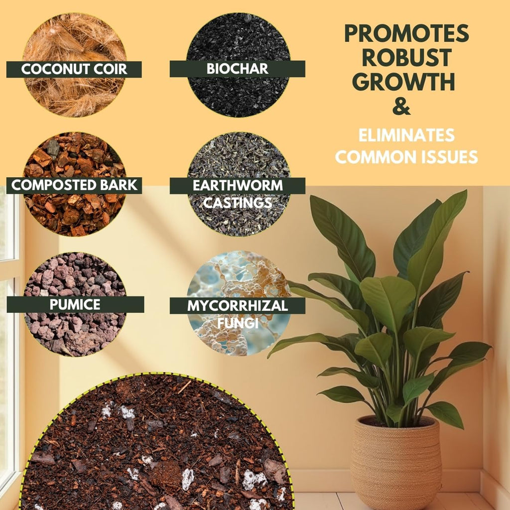Soil Sage 5 qt Premium Houseplant Soil - U.S.A. Made Well-Draining Nutrient-Rich Potting Mix for Indoor Plants - Coconut Coir, Composted Bark, Pumice & Mycorrhizae for Strong Roots & Growth