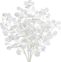 DILATATA Faux White Eucalyptus Stems – 32” Artificial Willow Leaves, 5 Pcs Long White Eucalyptus Branches for DIY Bouquets, Centerpieces, Shower & Wedding Decorations