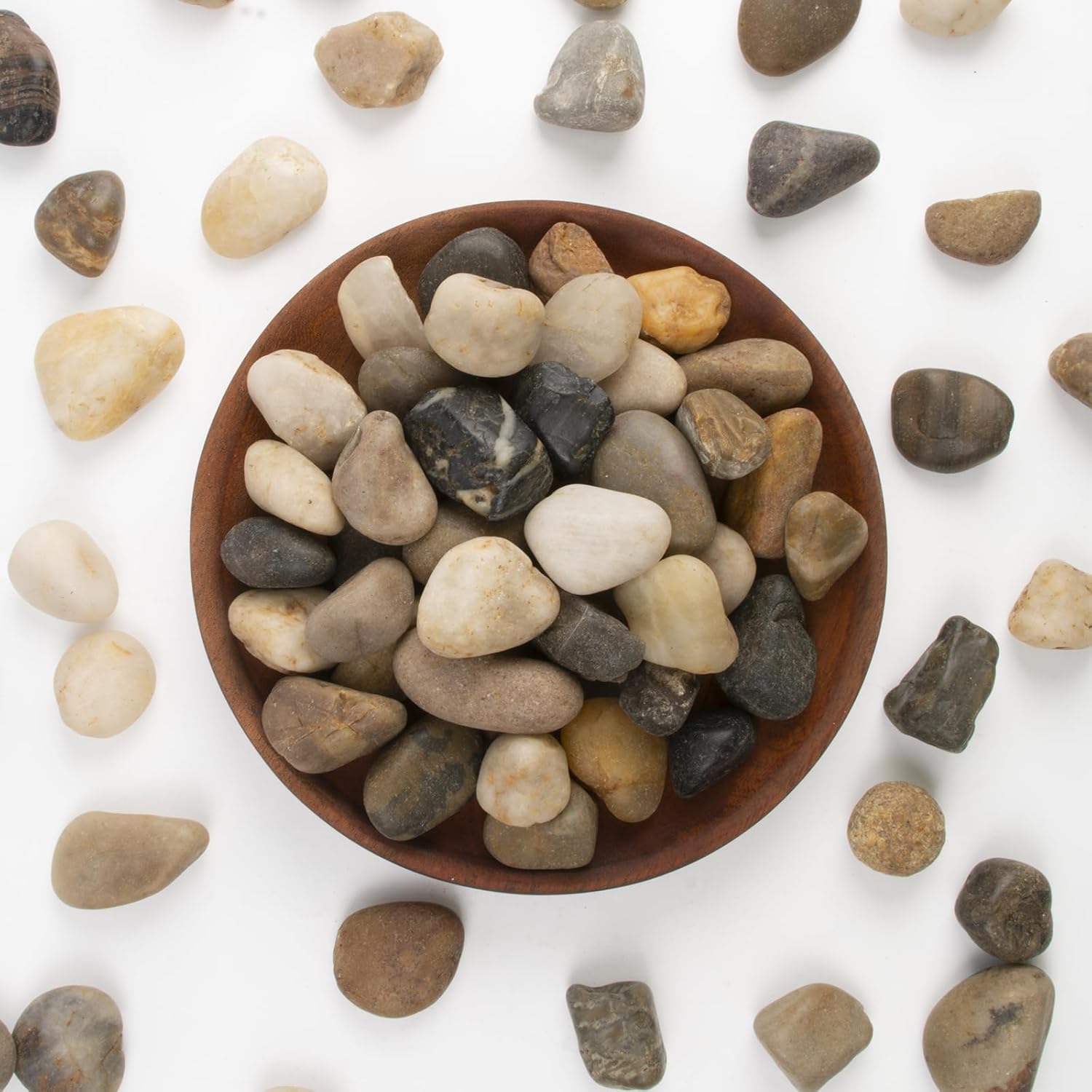 40LB Mixed Stones Pebbles River Rocks, Natural Beach Pebbles,0.5-1 Inch Decorative River Rocks for Landscaping Garden Paving Plant Rocks Crafting Walkways and Outdoor Decorative Stone