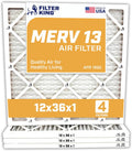 Filter King 12x36x1 Air Filter | 4-PACK | MERV 13 HVAC Pleated A/C Furnace Filters | MADE IN USA | Actual Size: 12 x 36 x .75"