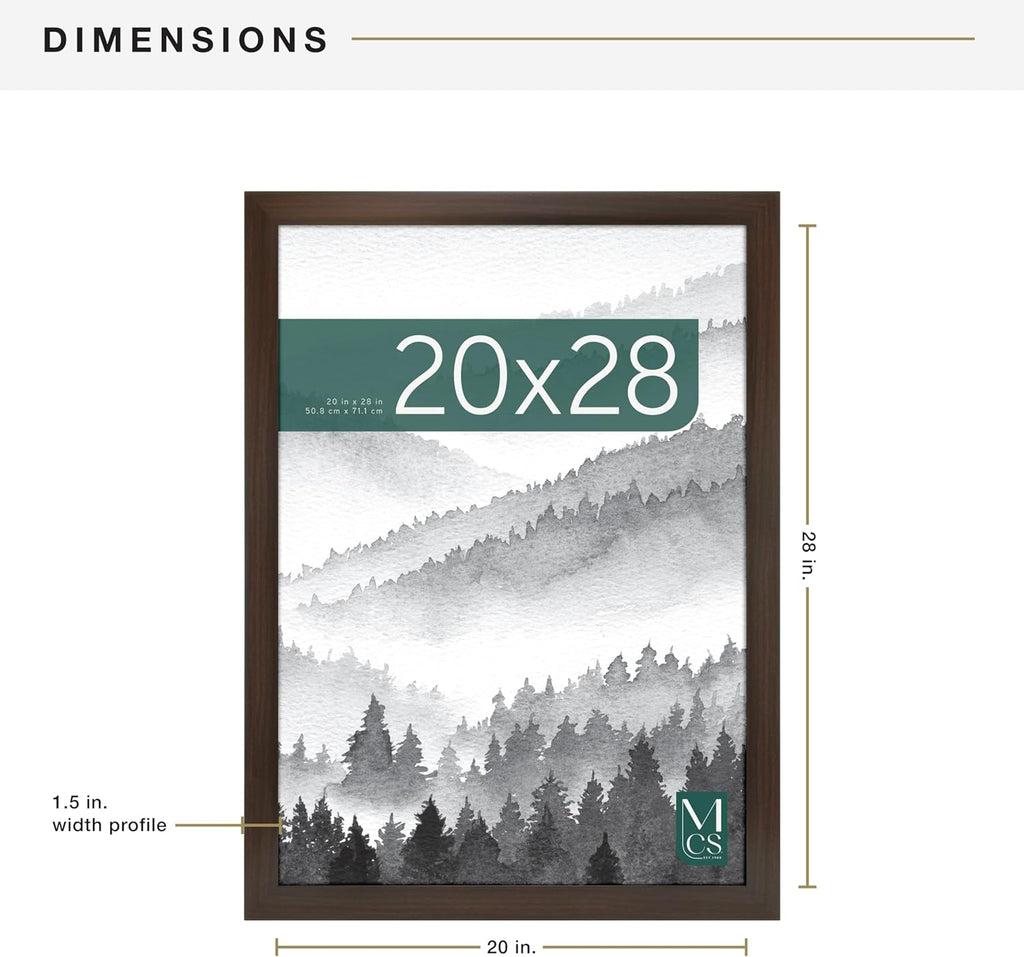 MCS Museum Poster Frame 20x28 Espresso Woodgrain, Vertical & Horizontal Wall Hanging Large Picture Frame for Photos, Posters & Art Prints (1-Pack)