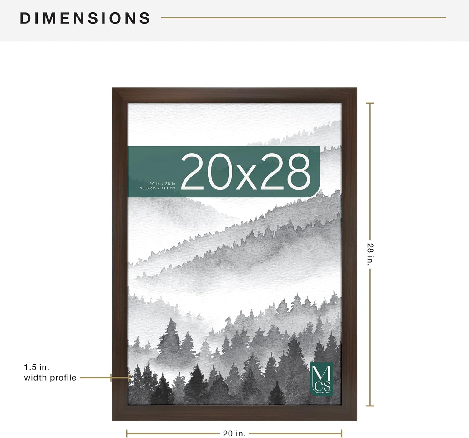 MCS Museum Poster Frame 20x28 Espresso Woodgrain, Vertical & Horizontal Wall Hanging Large Picture Frame for Photos, Posters & Art Prints (1-Pack)