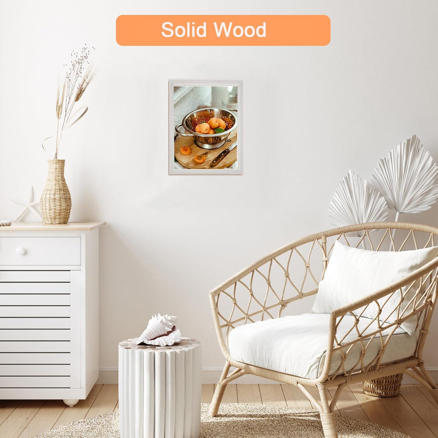 8x11 Wood Frame White, Natural Woodgrain 11x8in Picture Frame, Rustic Wooden 8 x 11 inch Gallery Photo Poster Frame with HD Plexiglass, Horizontal Vertical Wall Mounting Tabletop Display 1Pcs