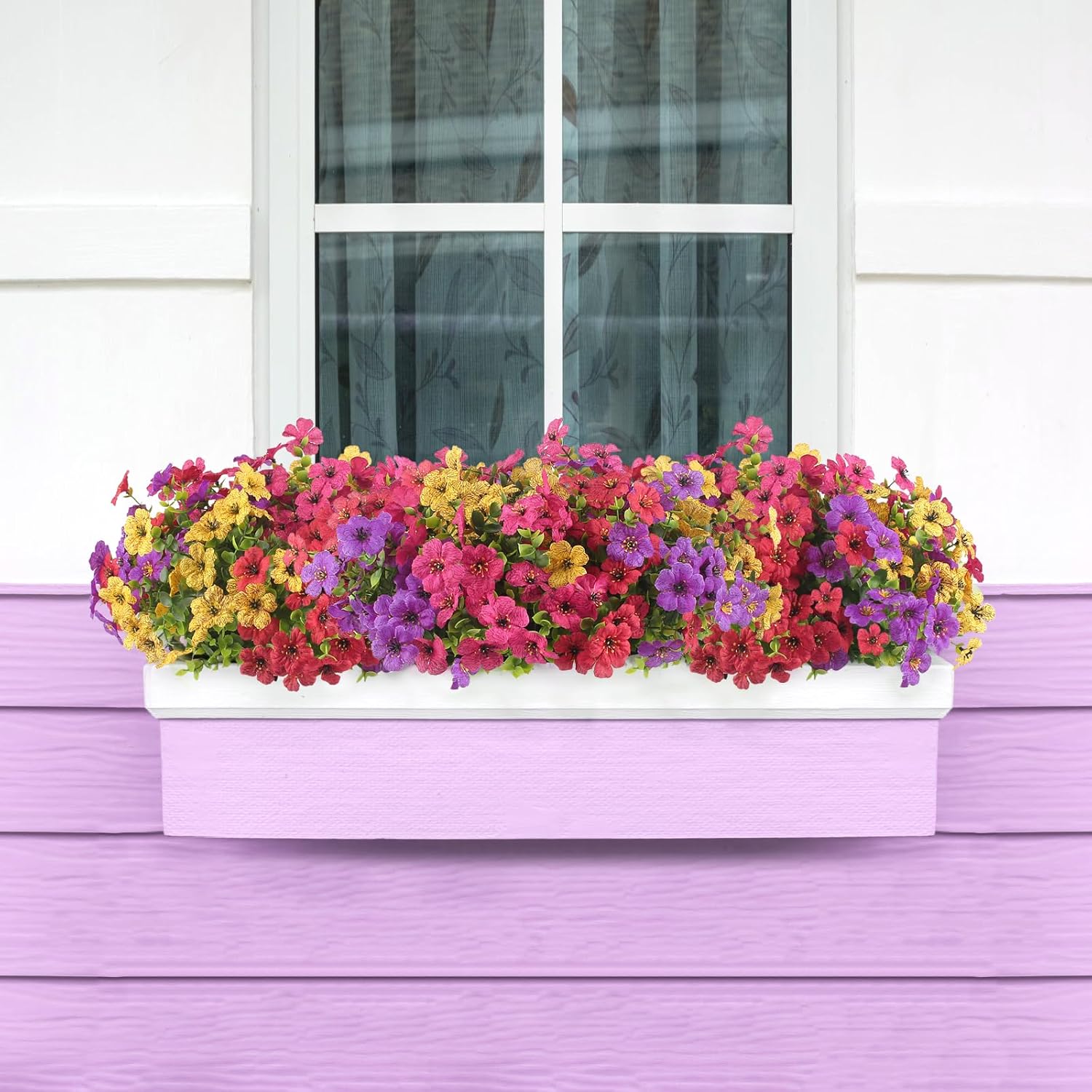 12 Bundles Artificial Faux Flowers, UV-Resistant Silk Fake Plants Spring Summer Decoration Indoor Outdoor Decor for Home, Porch, Balcony, Lawn, Yard - Spring, Summer, Fall, All Seasons (Mix)