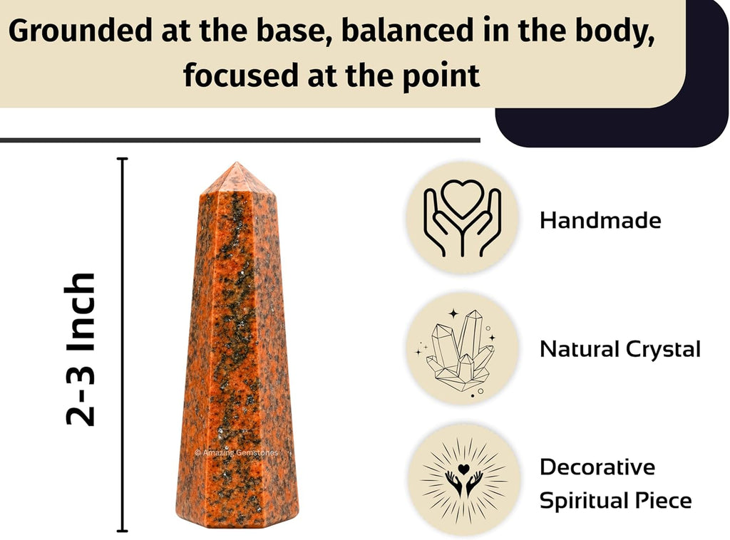 Amazing Gemstone Unakite Crystal Towers - Natural Healing Crystal Point Obelisk for Reiki Healing and Crystal Grid (2" to 3" Inch)