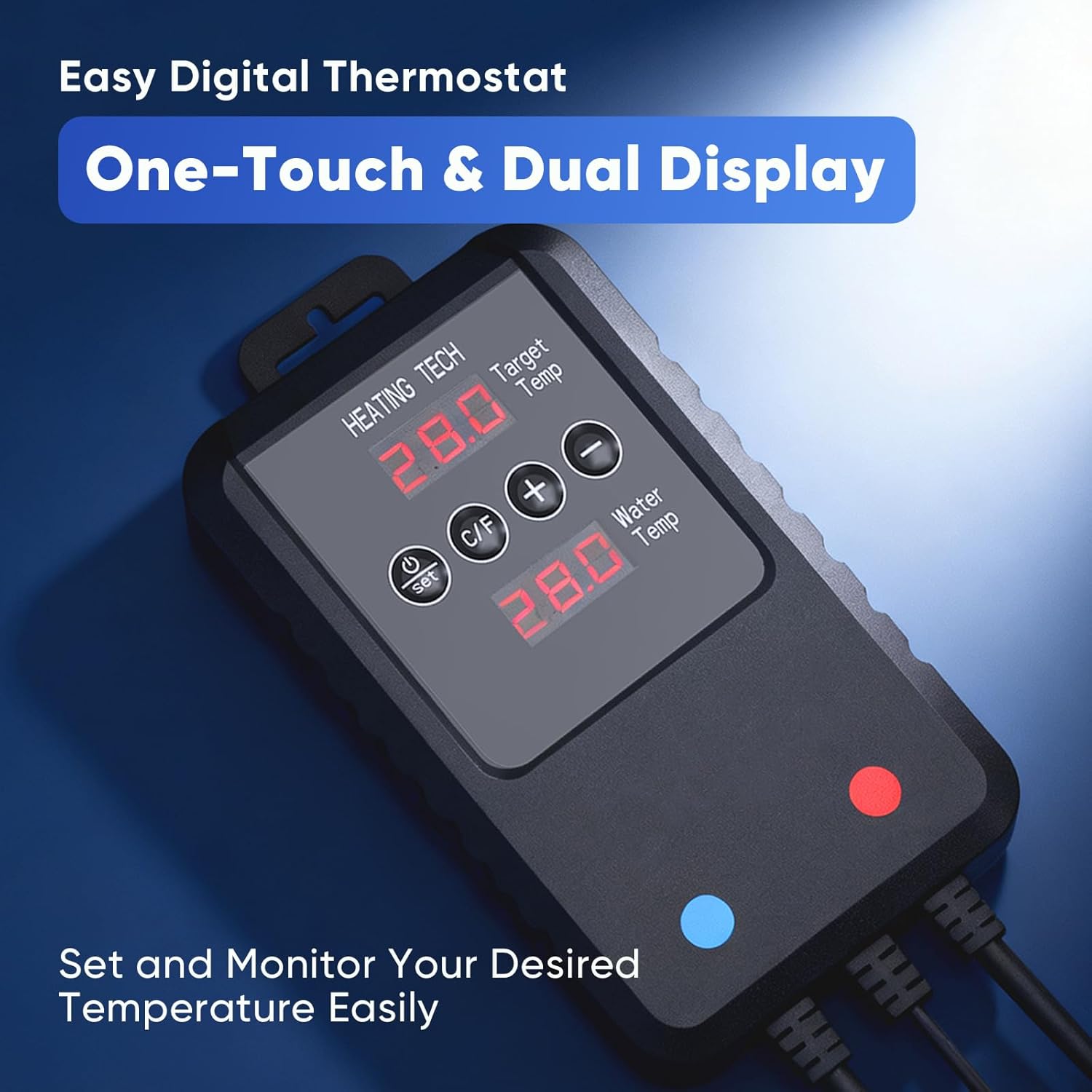 Aquarium Heater 300W, Submersible Fish Tank Heater for 40–75 Gallon Tanks, Digital Display Temperature Controller, Adjustable Thermostat, Overheat & Dry-Run Protection for Betta, Turtle