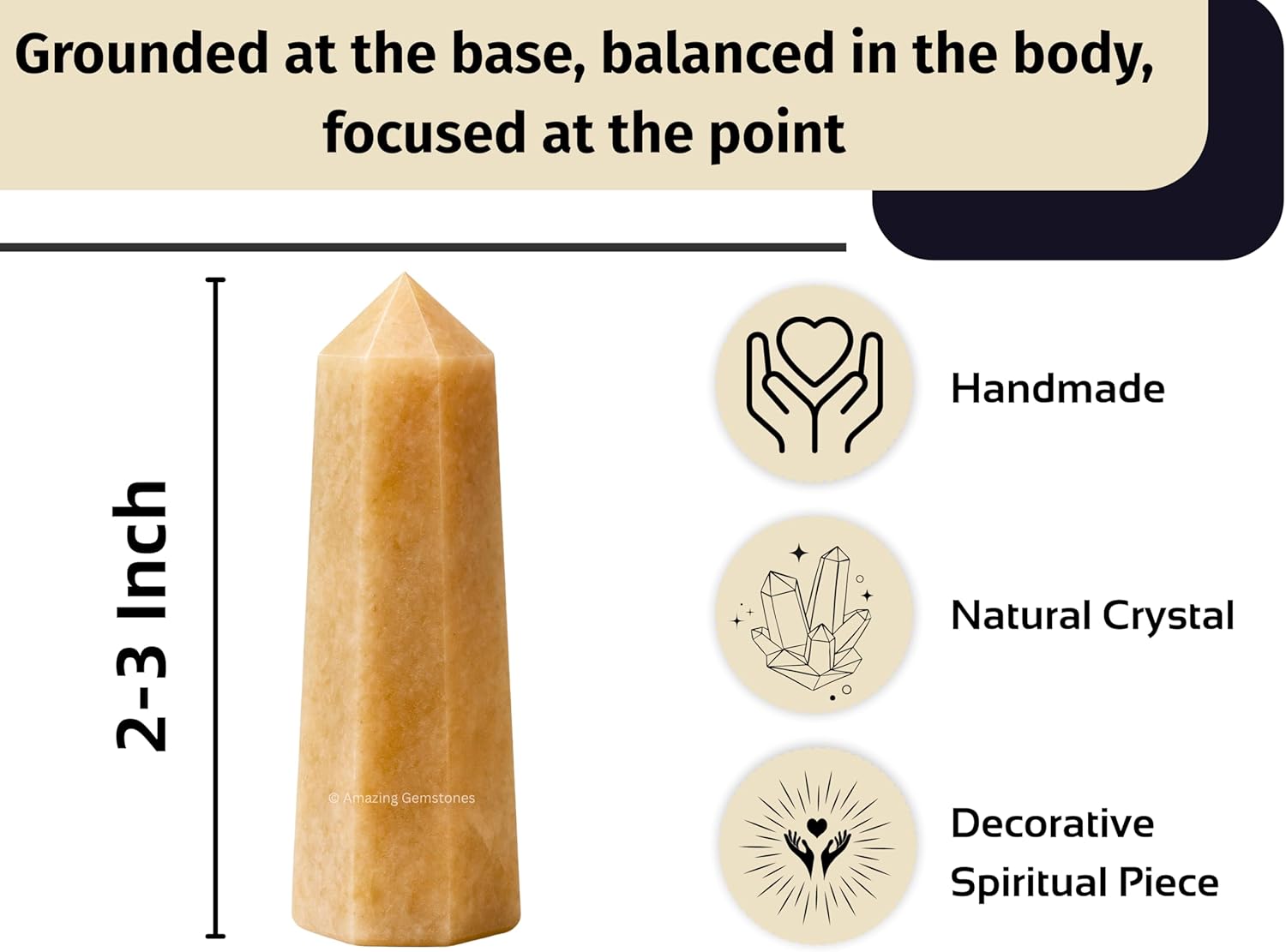 Amazing Gemstone Cream Moonstone Crystal Towers - Natural Healing Crystal Point Obelisk for Reiki Healing and Crystal Grid (2 Inch to 3 Inch)