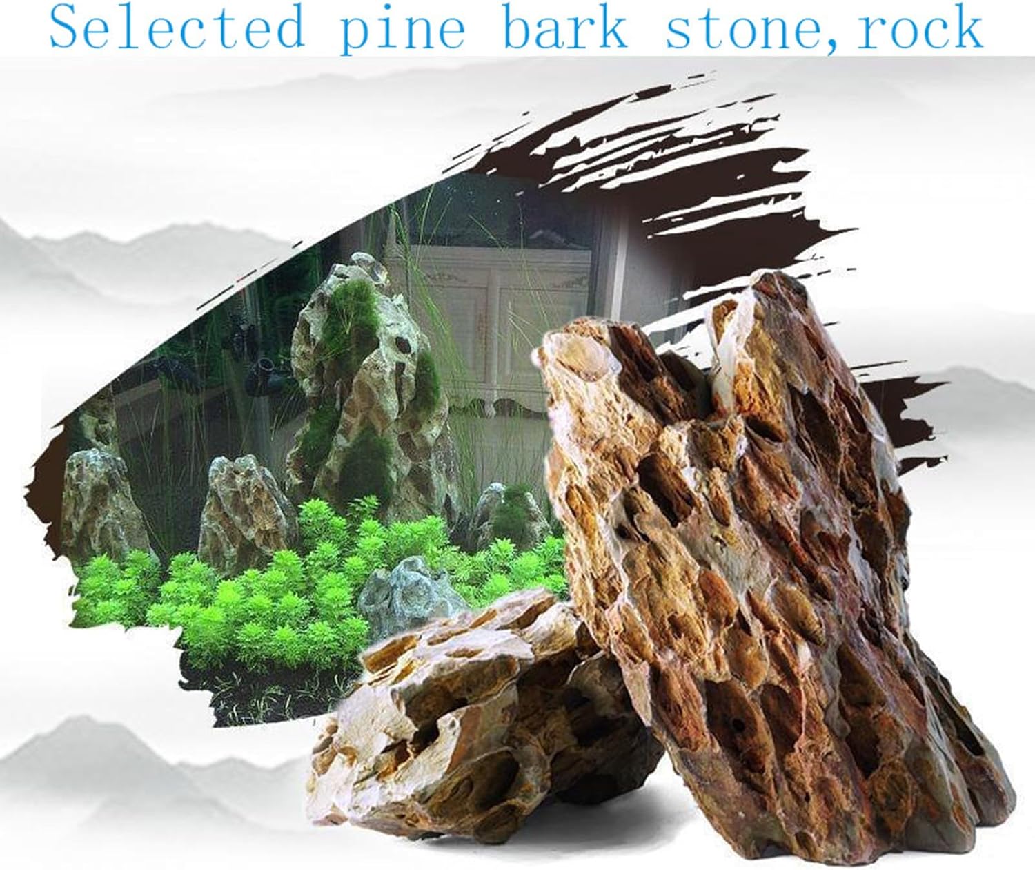 Dragon Stone Aquarium Scenic Stone Natural Porous Stone 2-8 Inch for Freshwater Tanks, Water Pours, Fish Tank Decoration (11lbs)