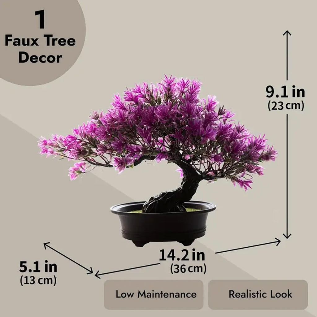 Artificial Plants Greenery Bonsai, Room Decor Fake Bonsai Tree for Home Decor Indoor Bookshelf Office Desk Bathroom Farmhouse Decor (Magenta)