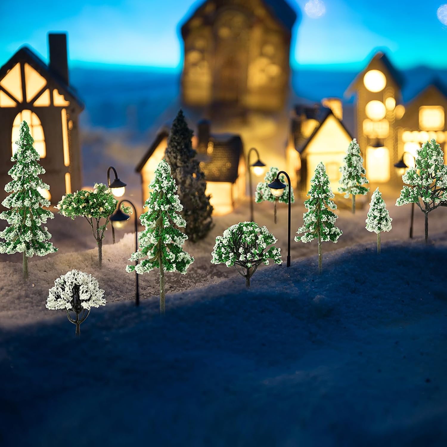 Skylety 70 Pieces Model Trees 1.2-6.3 Inch Mixed Miniature Toy Trees Diorama Supplies Fake Plants for Train Scenery Architecture DIY Crafts, Building Model Scenery Landscape Natural Green(Novel)