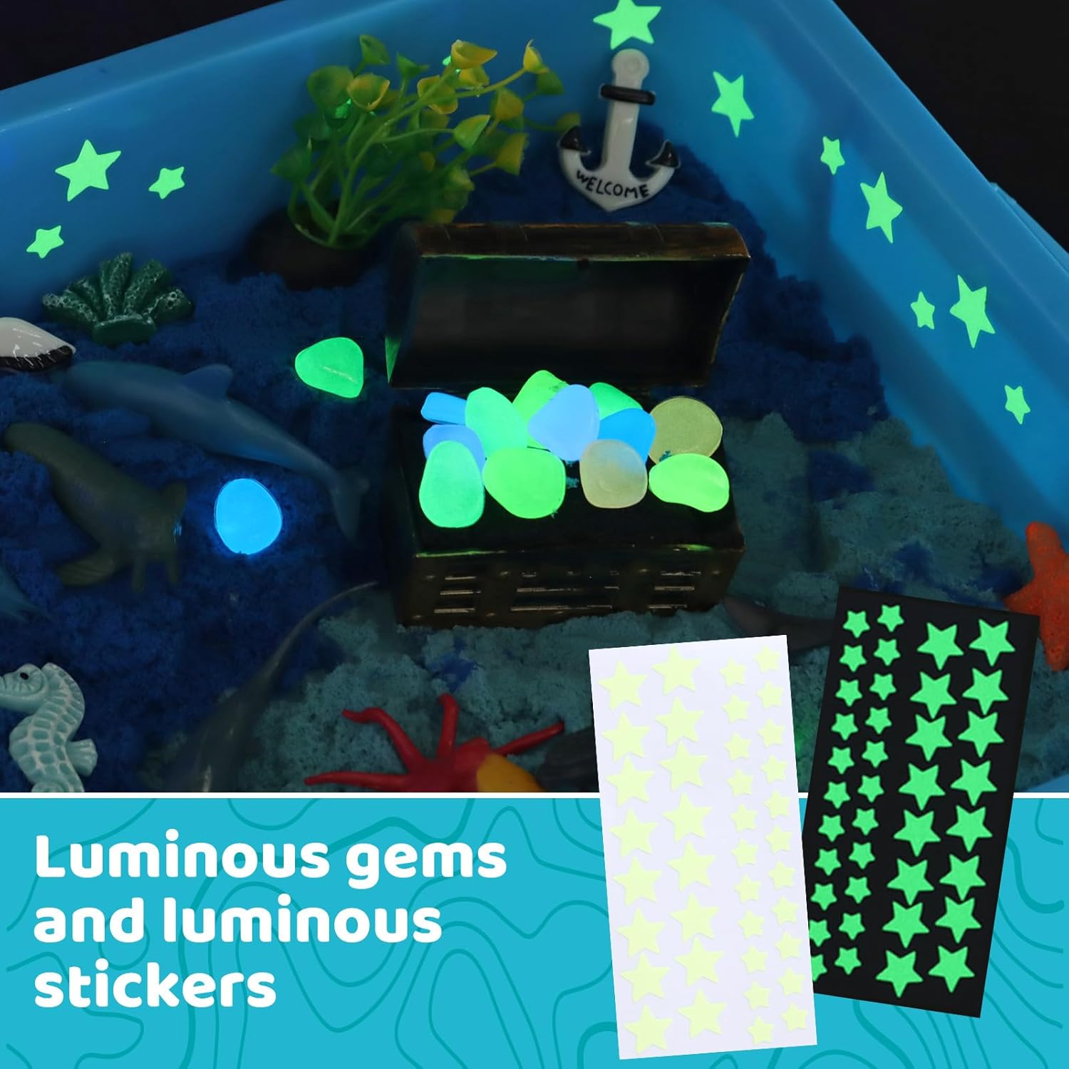 Ocean Sensory Bin - Sea Animals Toys for Kids 3-5, Sensory Bin Sand Gifts for Toddler 3-4, Ocean Toys Sensory Sand for Boys Girls Birthday 3 4 5 6 7 8 Year Old