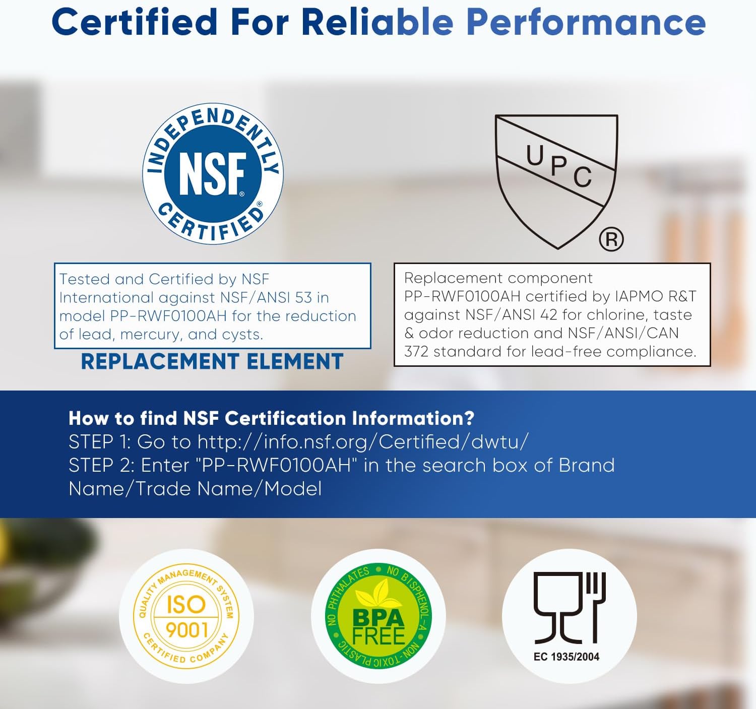 PUREPLUS PRO NSF/ANSI 53&42 Certified Refrigerator Water Filter Replacement for LG LT500P, ADQ72910901, GEN11042FR-08, Kenmore 9890, 469890, HDX FML-1, ADQ72910907 Refrigerator Water Filter, 1Pack