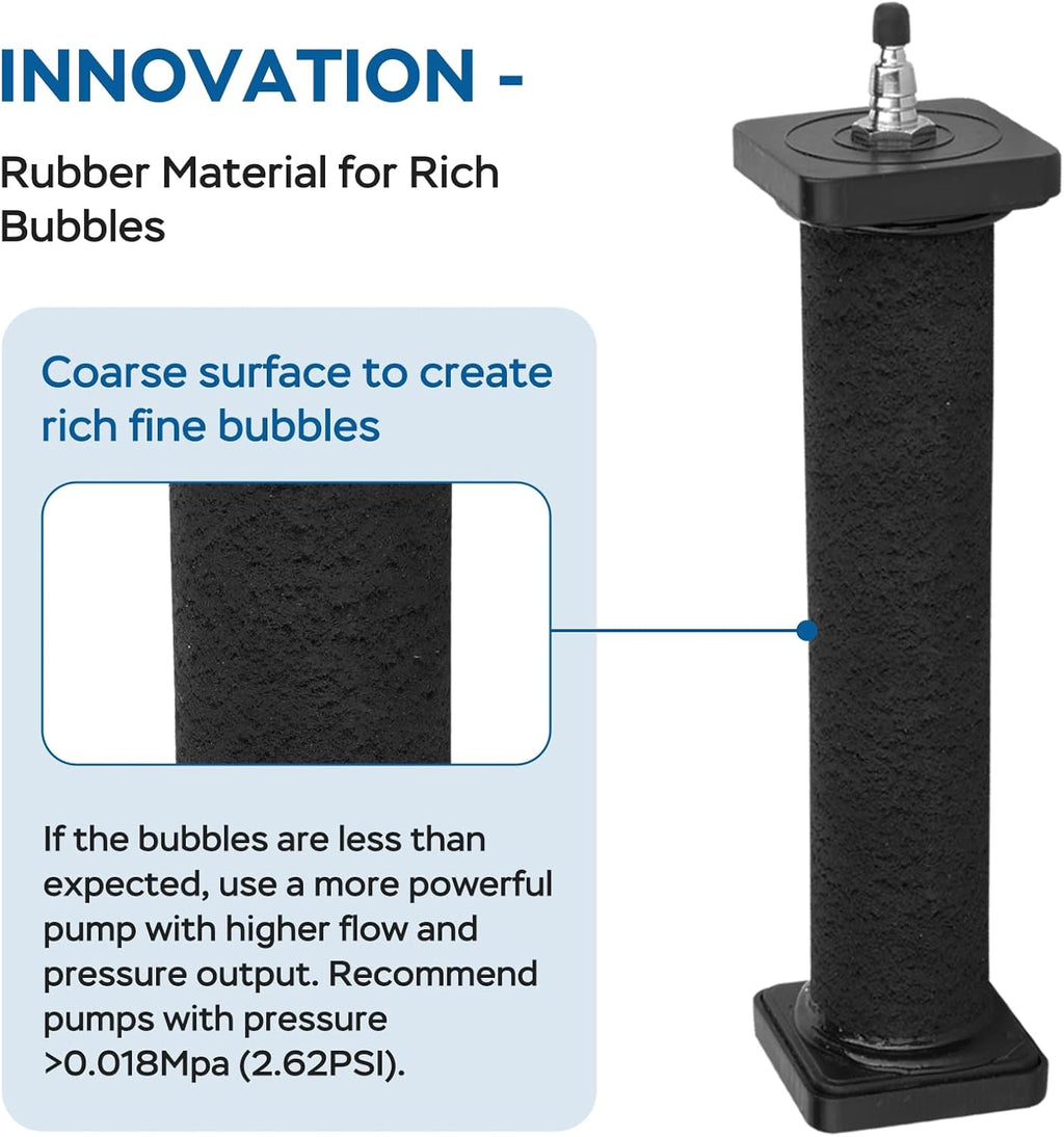 AquaMiracle New Innovative Rubber Air Stone for Large Aquarium, 8”x1.52” Fish Tank Air Stone 1-Pack, Air Bubbler Oxygen Air Diffuser for Pond Aerator