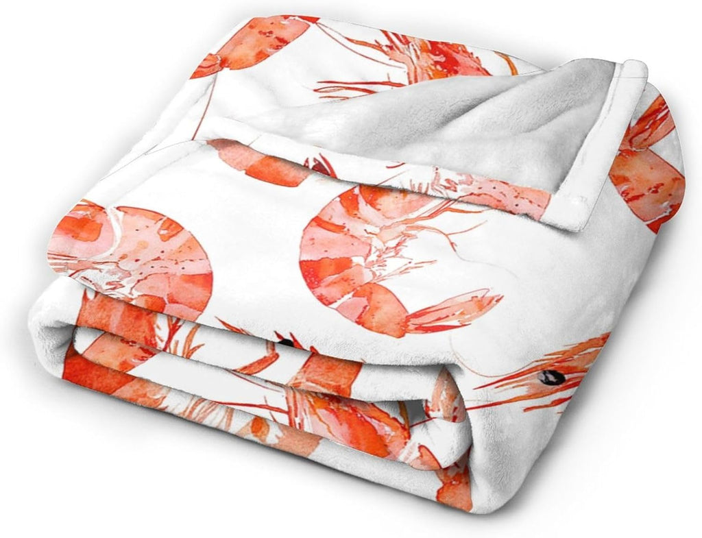Shrimp Blanket Shrimp Throw Blanket Flannel Stuff Merch Cozy Decor Fleece Plush Fuzzy Warm Soft Lightweight Bedding Gifts for Girls Women Men Boy Couch Sofa 50"X40"