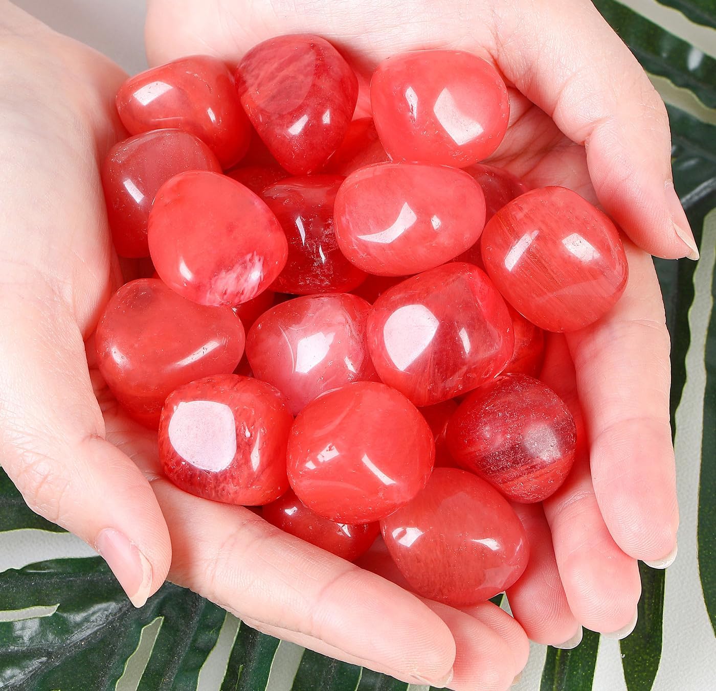 DUQGUHO Watermelon Quartz Crystals Bulk Natural Irregular Polished Stones Tumbled Crystals Gemstone Rocks Beginners Gift 200g