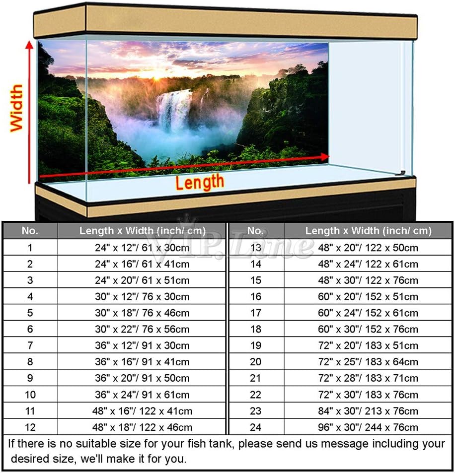 Waterfall Aquarium Background Poster HD Fish Tank Decorations Landscape (48" x 20"/ 122 x 50cm)