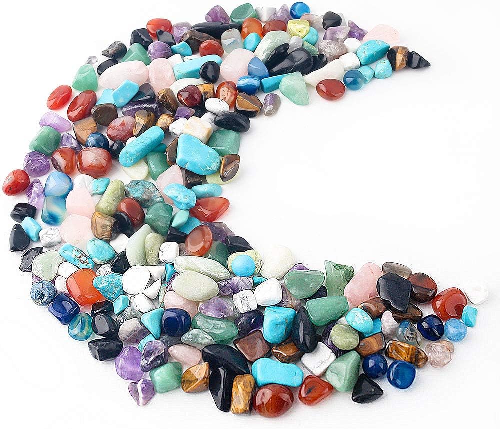 JOHOUSE Quartz Crystals, Crushed Chips Tumbled Polished Stone Beads Irregular Shaped Succulent Rocks for Plants Indoor Betta Fish Tank Gravel Vase Filler Crafts About 1lb(450g),10 Different Kinds