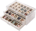 Acrylic Rock Collection Display Case with 54 Grids Storage Compartments Rock Collection Boxes Display Organizer Collection Storage Display Cases for Collectibles Crystal /Rock（Beige）