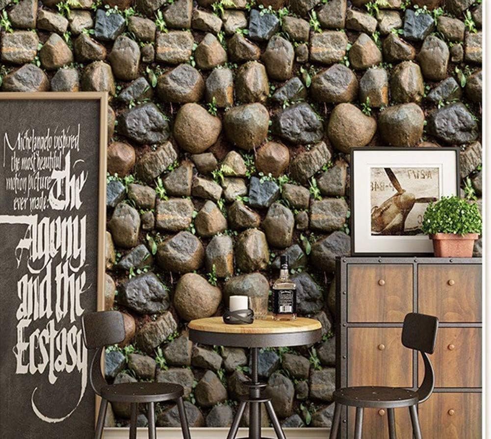 Yancorp 10ft Self-Adhesive Wallpaper Brown Stone Brick Wallpaper Fireplace Kitchen Backsplash Peel and Stick Wallpaper Stick on Wallcovering