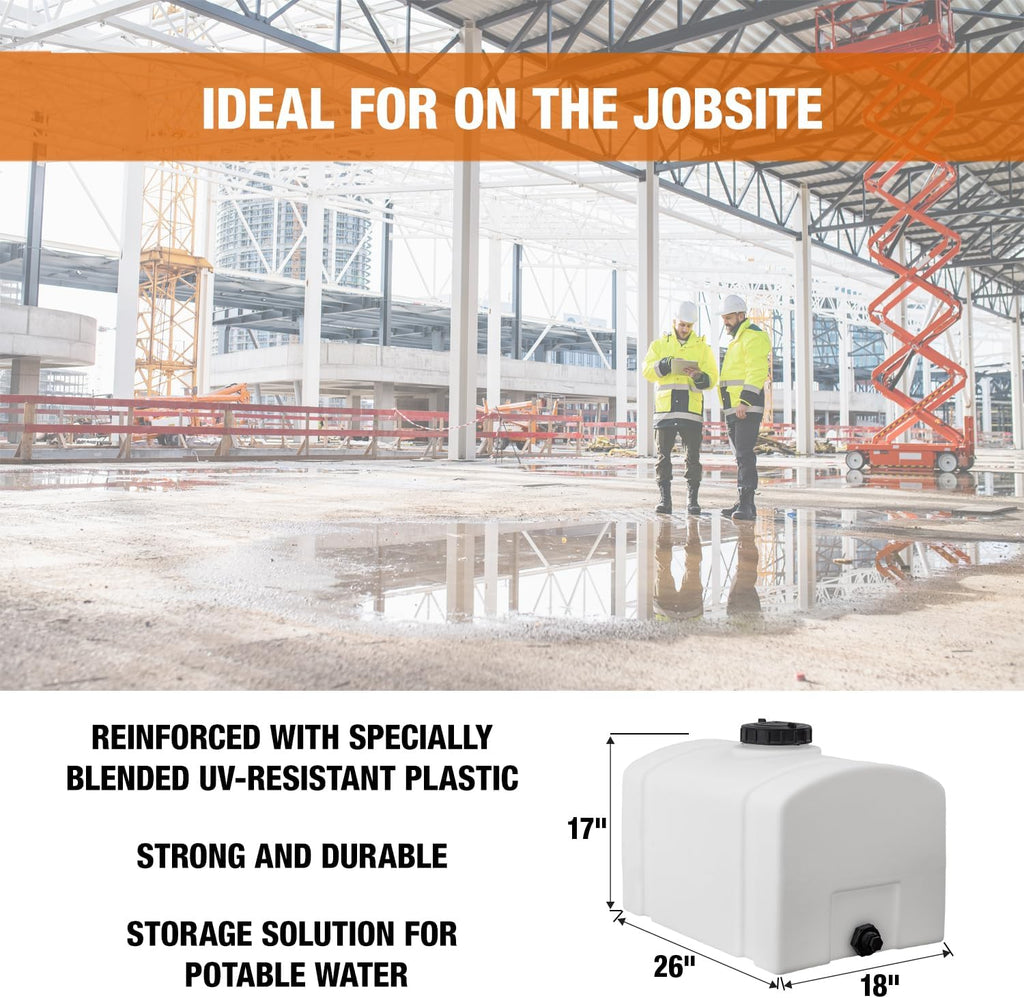 RomoTech 82123899 Polyethylene Domed Reservoir Water Tank, 26 gallon, Made In The USA Poly Tank For Water and Non-Flammable Liquids, Rust and Corrosion Proof