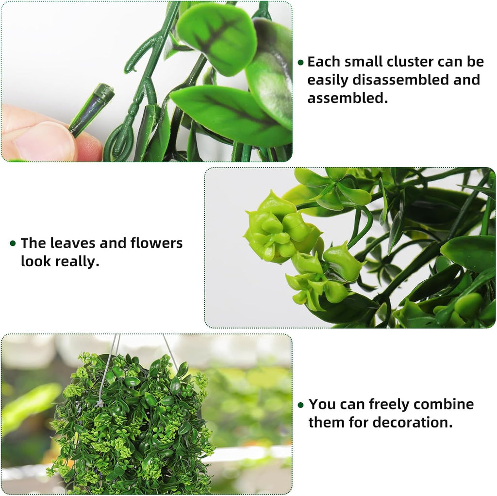RECUTMS Fake Hanging Plants 2Pcs Outdoor Greenery Artificial Hanging Flower for Outdoors Hanging Basket Artificial Hanging Plants Plastic Home Garden Wedding Party Shelf Aesthetic Decorations(Green)