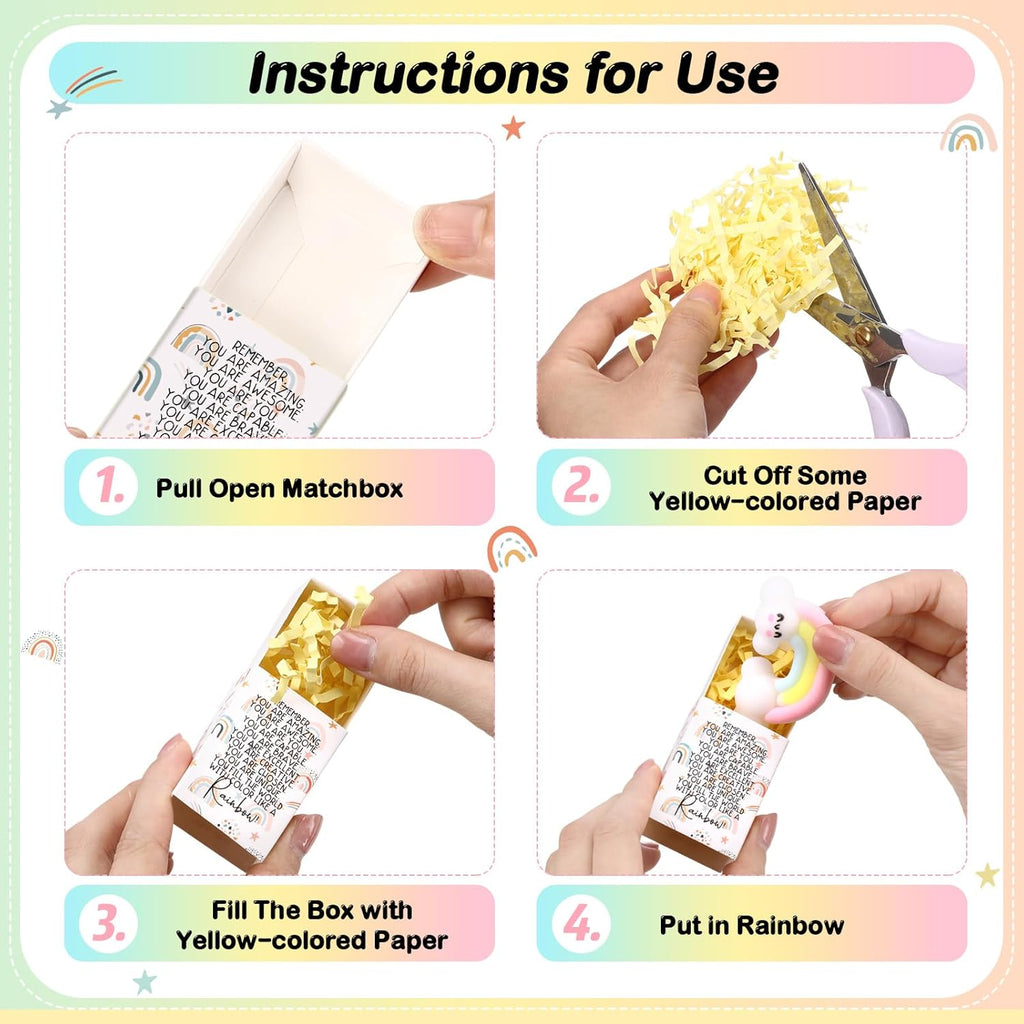 Wettarn 24 Sets Appreciation Rainbow Gifts Cute Stress Balls with Support Gift Boxes Inspirational Party Favors for Employee Coworker Friends Office Positive Relief Toys