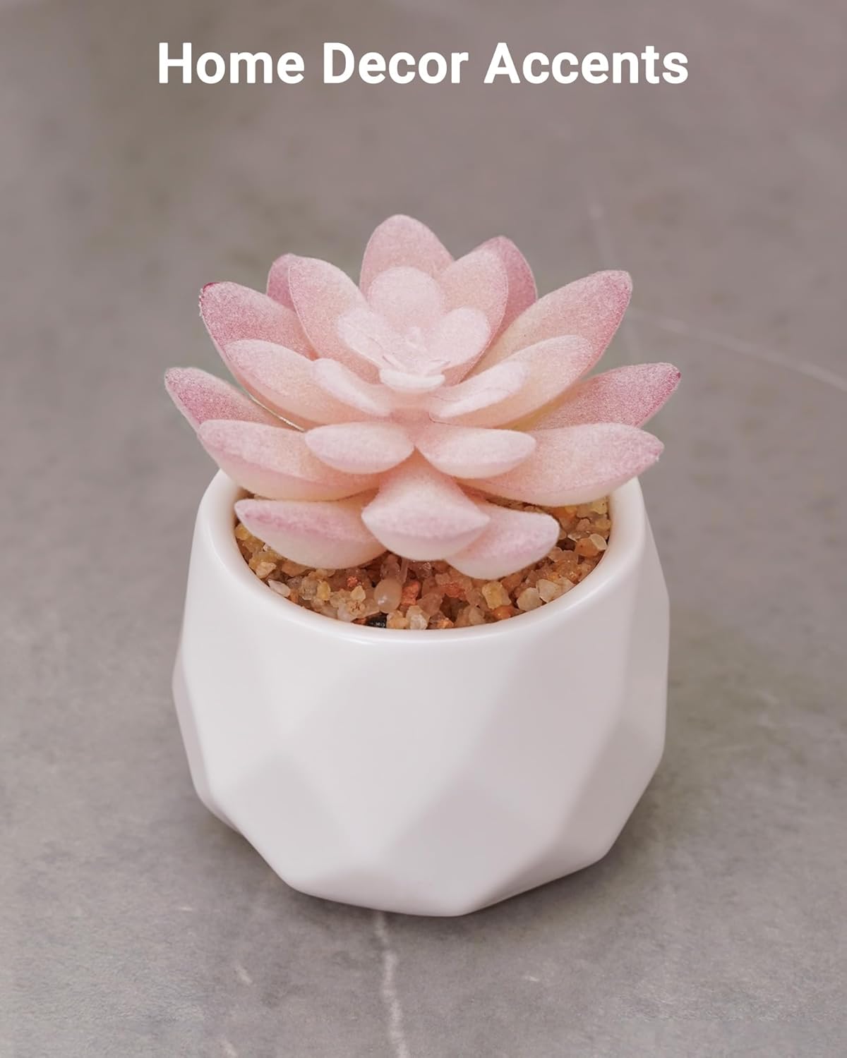 VIVERIE Mini Succulents Plants Artificial in Pots-Rose Pink, Christmas Small Fake Succulents Plants for Home Decor Indoor for Women, White Ceramic Faux Succulents, Set of 1, Gifts for Mom